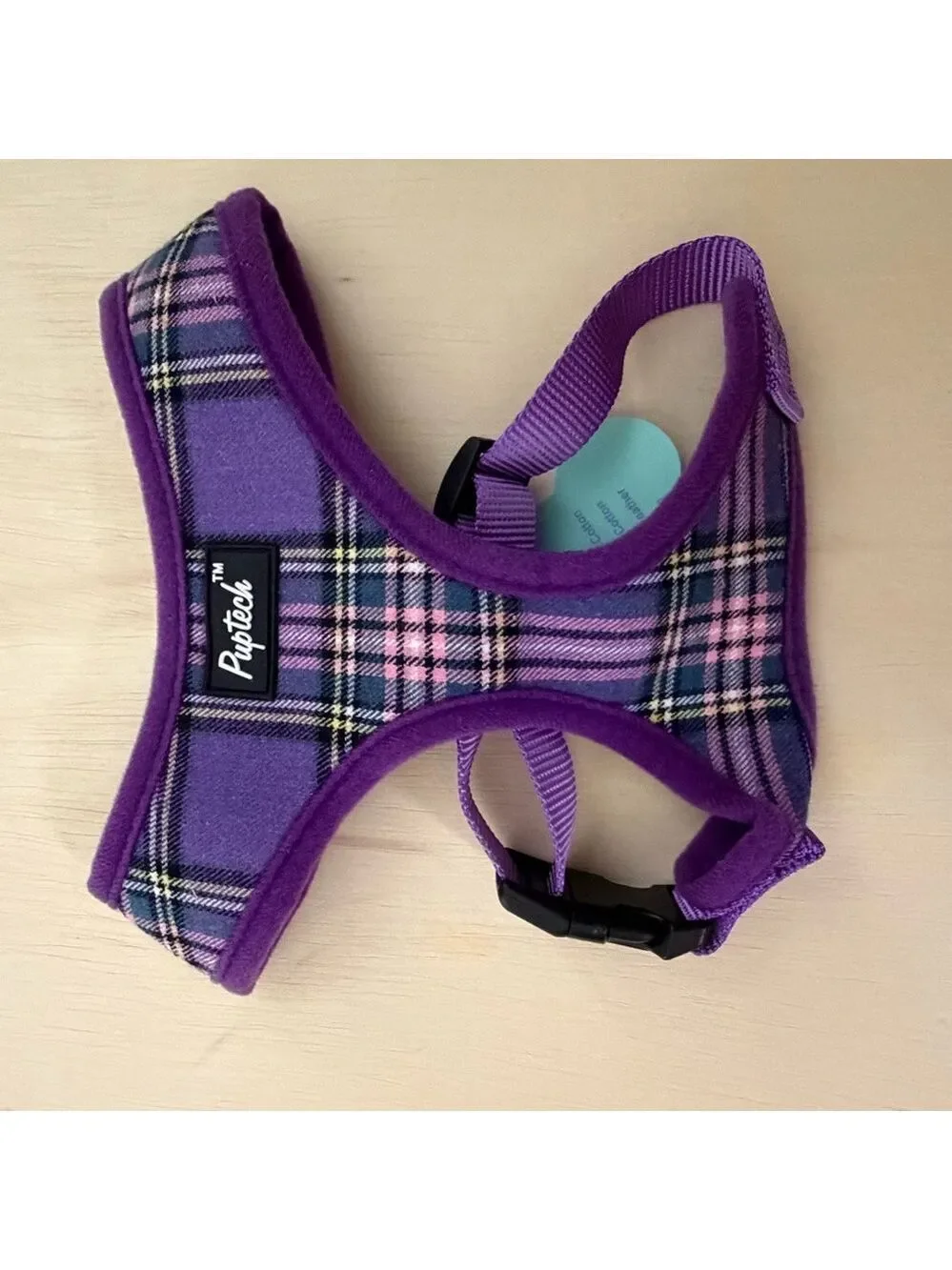 NWT Puptech Purple Plaid Pet Harness. Size Medium